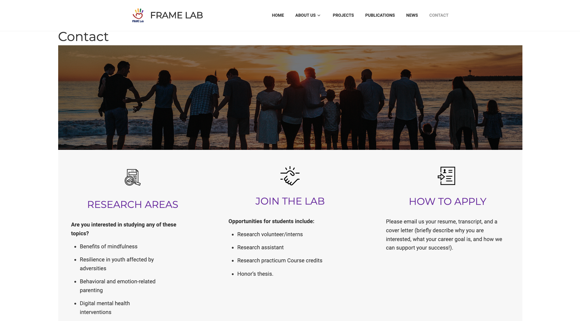 FRAME Lab contact page